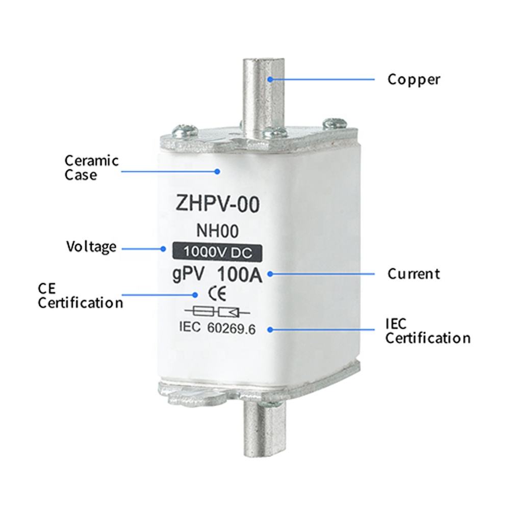 NH00-1000V IEC låg volt fotovoltaisk knivsäkring plast 80A 6ka Brytkapacitet